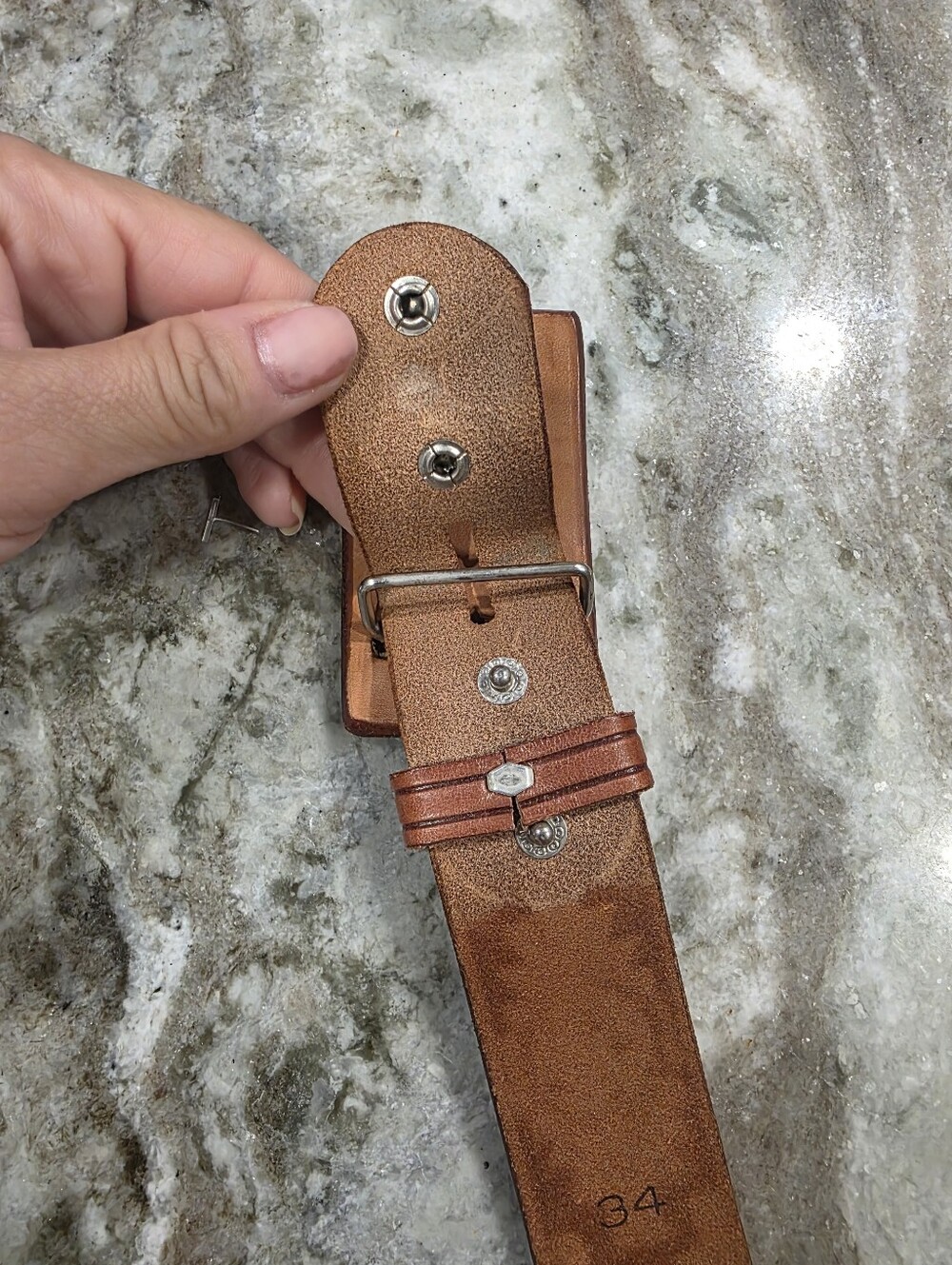 NWOT Vintage 70s Tooled Leather Zuni Sun Hand Painted Western Boho Belt 34 - Picture 9 of 11